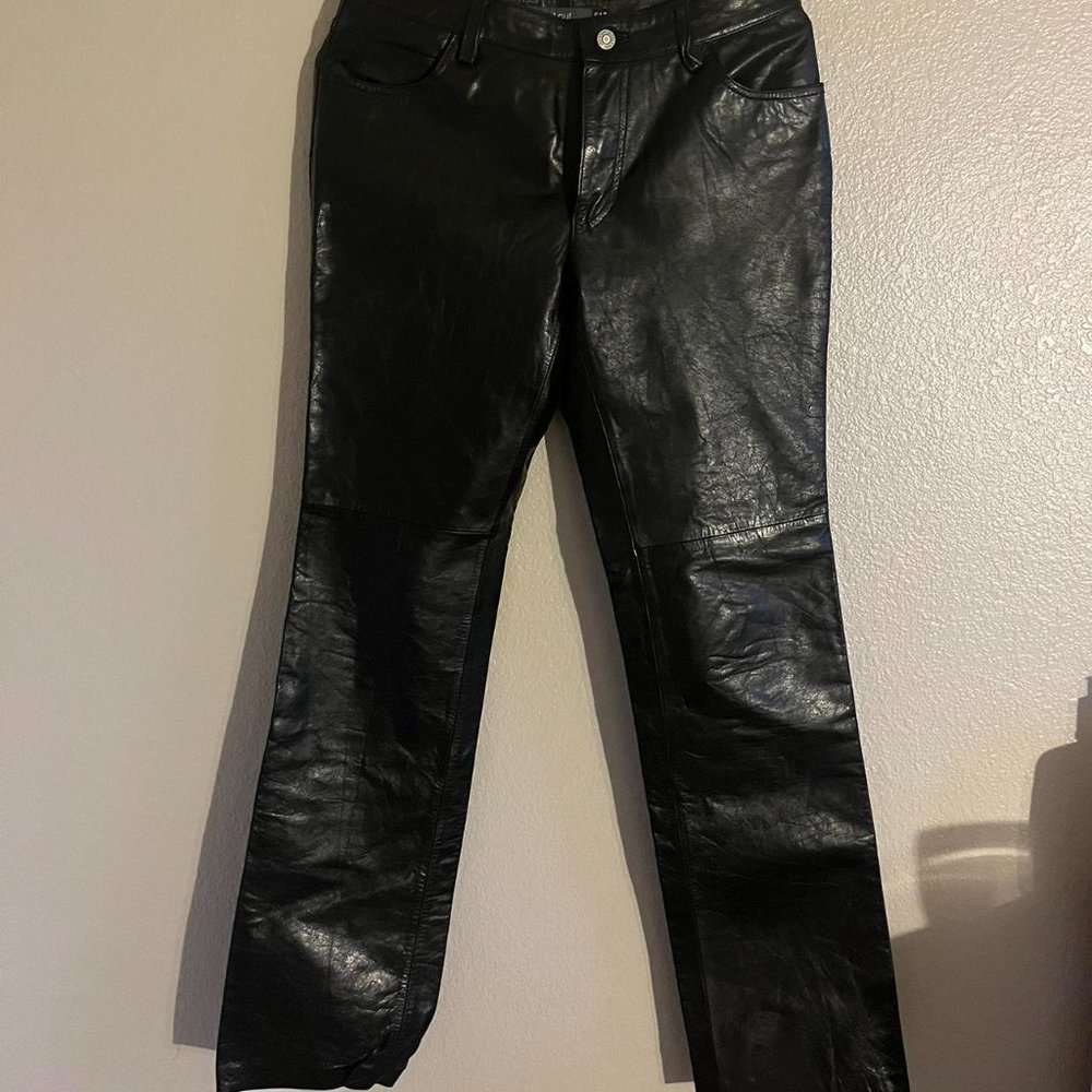 Gap Women's Black Trouser Leather pants motorcycle